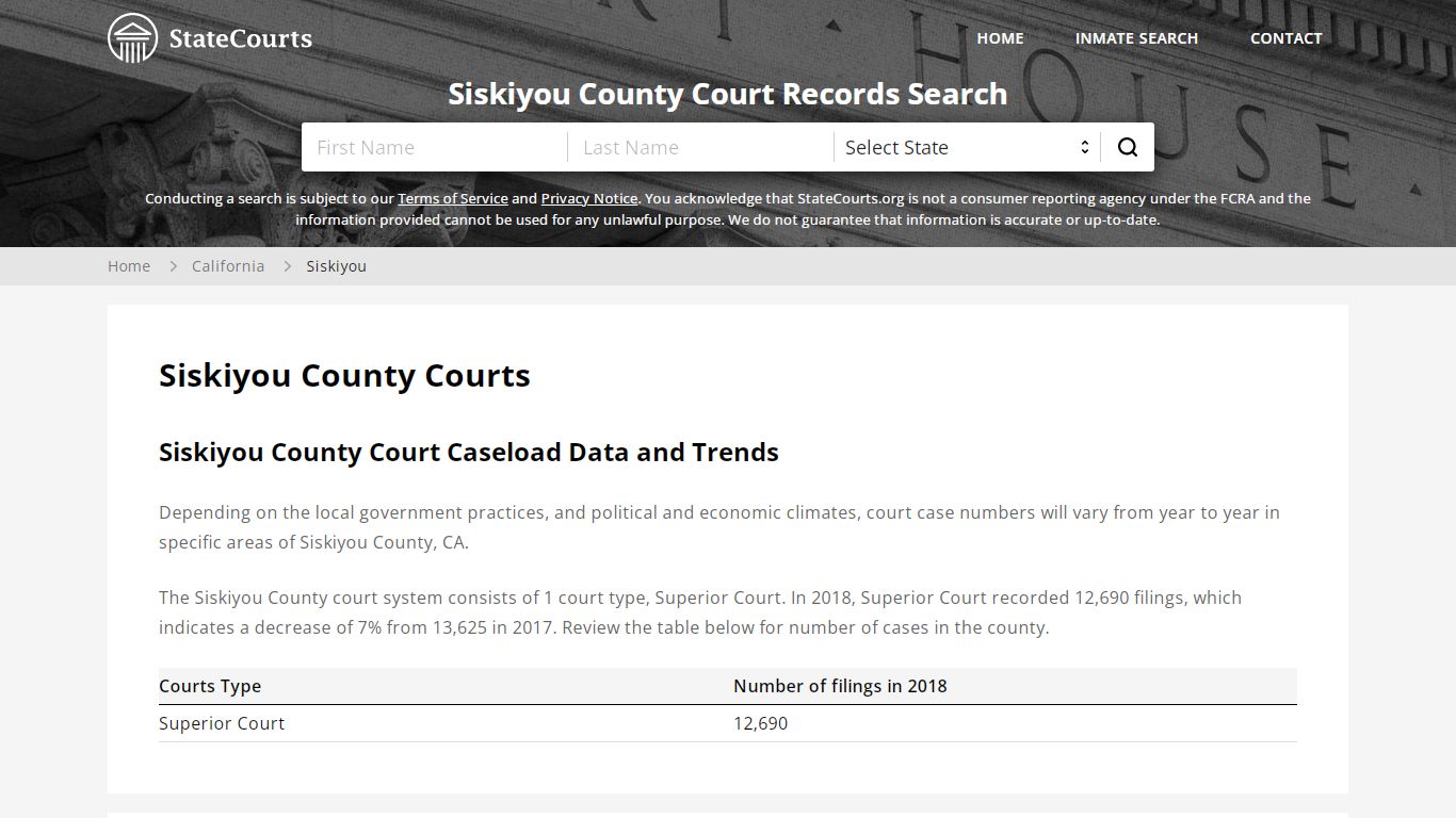 Siskiyou County, CA Courts - Records & Cases - StateCourts